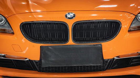 BMW 6 Series 650i 640i 640d F06 F12 F13 (Both Fits Pre-LCI & LCI) 2011 2012 2013 2014 2015 2016 2017 2018 & M6 F12 2013 2014 2015 2016 2017 2018 2019 with Aftermarket Parts - Dual Slat Front Kidney Grill Pre-preg Carbon Fiber from Aero Republic