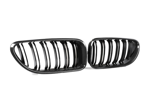BMW 6 Series 650i 640i 640d F06 F12 F13 (Both Fits Pre-LCI & LCI) 2011 2012 2013 2014 2015 2016 2017 2018 & M6 F12 2013 2014 2015 2016 2017 2018 2019 with Aftermarket Parts - Dual Slat Front Kidney Grill Pre-preg Carbon Fiber from Aero Republic