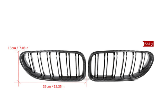 BMW 6 Series 650i 640i 640d F06 F12 F13 (Both Fits Pre-LCI & LCI) 2011 2012 2013 2014 2015 2016 2017 2018 & M6 F12 2013 2014 2015 2016 2017 2018 2019 with Aftermarket Parts - Dual Slat Front Kidney Grill Pre-preg Carbon Fiber from Aero Republic