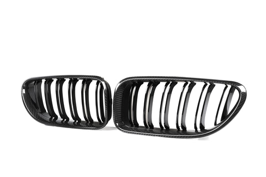 BMW 6 Series 650i 640i 640d F06 F12 F13 (Both Fits Pre-LCI & LCI) 2011 2012 2013 2014 2015 2016 2017 2018 & M6 F12 2013 2014 2015 2016 2017 2018 2019 with Aftermarket Parts - Dual Slat Front Kidney Grill Pre-preg Carbon Fiber from Aero Republic