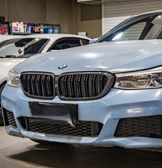 BMW 6 Series Gran Turismo GT 640i 630i 640d 630d 620d Pre-LCI G32 2017 2018 2019 2020 with Aftermarket Parts - Dual Slat Front Kidney Grill Pre-preg Carbon Fiber from Aero Republic