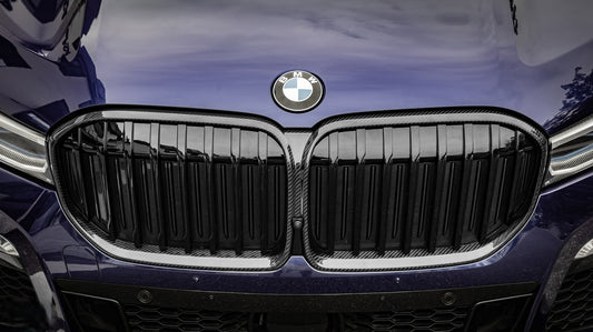 BMW 7 Series M760i xDrive 750i 745e 740i 740d 730d G11 LCI 2020 2021 2022 with Aftermarket Parts - Single Slat Front Kidney Grill Pre-preg Carbon Fiber from Aero Republic