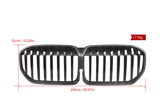 BMW 7 Series M760i xDrive 750i 745e 740i 740d 730d G11 LCI 2020 2021 2022 with Aftermarket Parts - Single Slat Front Kidney Grill Pre-preg Carbon Fiber from Aero Republic
