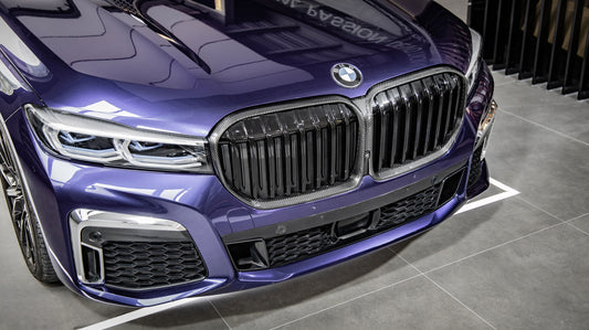 BMW 7 Series M760i xDrive 750i 745e 740i 740d 730d G11 LCI 2020 2021 2022 with Aftermarket Parts - Single Slat Front Kidney Grill Pre-preg Carbon Fiber from Aero Republic