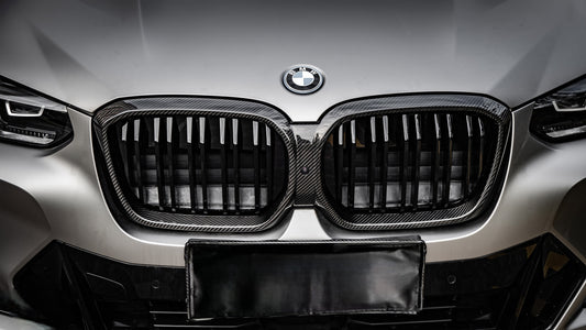BMW IX3 BEV G08 LCI 2022-ON with Aftermarket Parts - Dual Slat Front Kidney Grill Carbon Fiber from Aero Republic