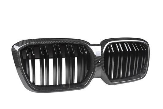 BMW IX3 BEV G08 LCI 2022-ON with Aftermarket Parts - Dual Slat Front Kidney Grill Carbon Fiber from Aero Republic
