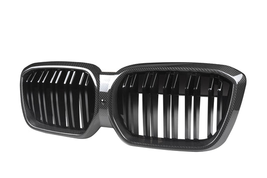 BMW IX3 BEV G08 LCI 2022-ON with Aftermarket Parts - Dual Slat Front Kidney Grill Carbon Fiber from Aero Republic