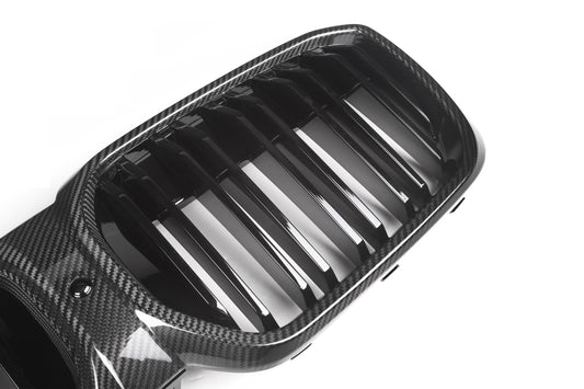 BMW IX3 BEV G08 LCI 2022-ON with Aftermarket Parts - Dual Slat Front Kidney Grill Carbon Fiber from Aero Republic