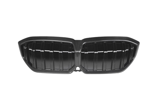 BMW IX3 BEV G08 LCI 2022-ON with Aftermarket Parts - Dual Slat Front Kidney Grill Carbon Fiber from Aero Republic