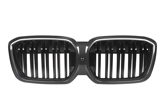 BMW IX3 BEV G08 LCI 2022-ON with Aftermarket Parts - Dual Slat Front Kidney Grill Carbon Fiber from Aero Republic