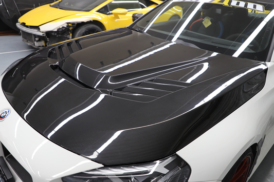 BMW M2C M2 G87 2023-ON & 2 Series M240i 230i G42 2022-ON with Aftermarket Parts - Vor Style Hood Dry Pre-preg Carbon Fiber from Aero Republic