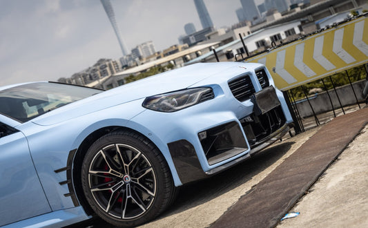 BMW M2 M2C G87 2023 2024 with Aftermarket Parts - MP Style Front Lip Splitter Pre-preg Carbon Fiber from Aero Republic