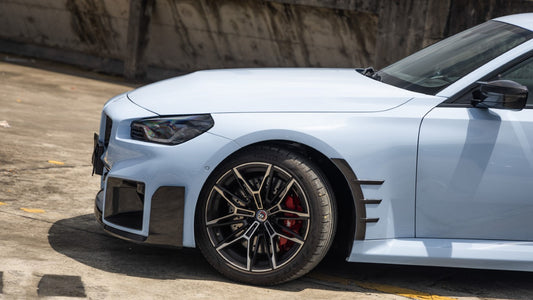 BMW M2 M2C G87 2023 2024 with Aftermarket Parts - MP Style Front Lip Splitter Pre-preg Carbon Fiber from Aero Republic
