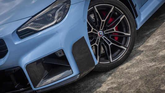BMW M2 M2C G87 2023 2024 with Aftermarket Parts - MP Style Front Side Vent Trim Replacement Pre-preg Carbon Fiber from Aero Republic