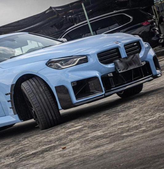 BMW M2 M2C G87 2023 2024 with Aftermarket Parts - MP Style Front Side Vent Trim Replacement Pre-preg Carbon Fiber from Aero Republic