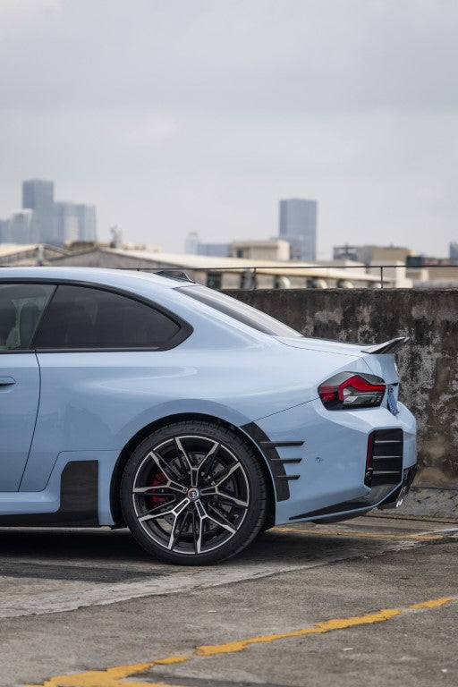 BMW M2 M2C G87 2023 2024 with Aftermarket Parts - MP Style Rear Bumper Side Spats Valance Trim Pre-preg Carbon Fiber from Aero Republic