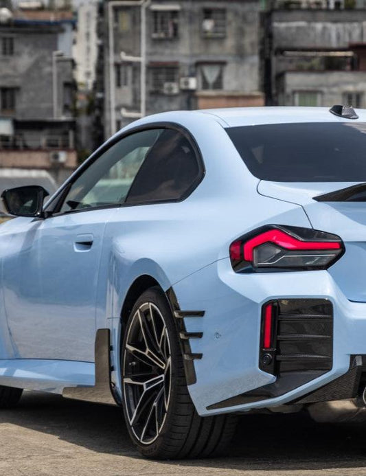 BMW M2 M2C G87 2023 2024 with Aftermarket Parts - MP Style Rear Bumper Side Spats Valance Trim Pre-preg Carbon Fiber from Aero Republic