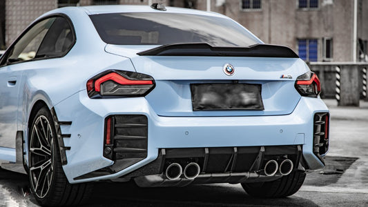 BMW M2 M2C G87 2023 2024 with Aftermarket Parts - MP Style Rear Bumper Side Valance Trim Pre-preg Carbon Fiber from Aero Republic