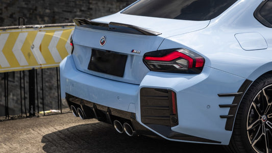 BMW M2 M2C G87 2023 2024 with Aftermarket Parts - MP Style Rear Bumper Side Valance Trim Pre-preg Carbon Fiber from Aero Republic
