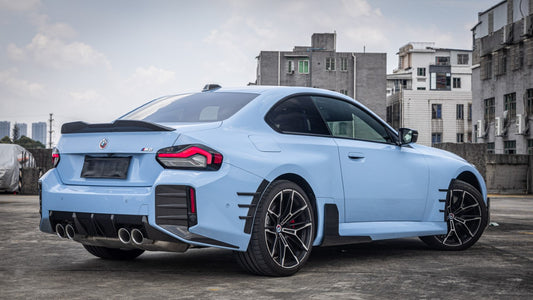 BMW M2 M2C G87 2023 2024 with Aftermarket Parts - MP Style Side Skirt Winglets Pre-preg Carbon Fiber from Aero Republic