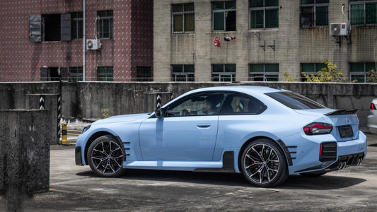 BMW M2 M2C G87 2023 2024 with Aftermarket Parts - MP Style Side Skirt Winglets Pre-preg Carbon Fiber from Aero Republic