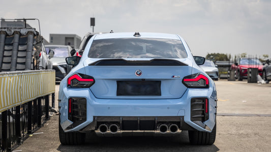 BMW M2 M2C G87 2023 2024 with Aftermarket Parts - OE Style / Side Quad Exit Rear Diffuser Pre-preg Carbon Fiber from Aero Republic