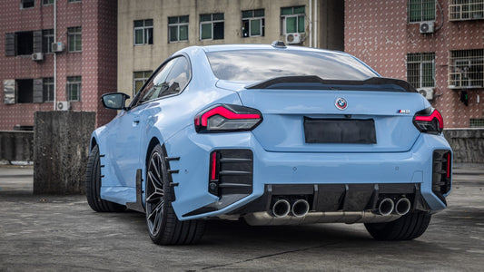 BMW M2 M2C G87 2023 2024 with Aftermarket Parts - OE Style / Side Quad Exit Rear Diffuser Pre-preg Carbon Fiber from Aero Republic