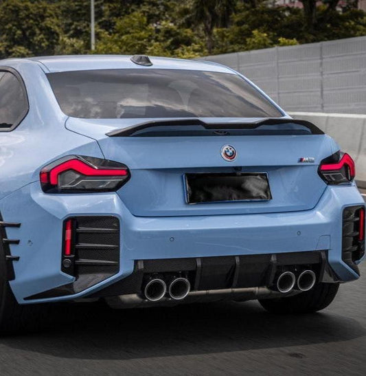 BMW M2 M2C G87 2023 2024 with Aftermarket Parts - OE Style / Side Quad Exit Rear Diffuser Pre-preg Carbon Fiber from Aero Republic
