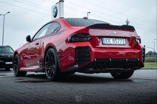 BMW M2 M2C G87 2023 2024 with Aftermarket Parts - MP Style Rear Bumper Side Valance Trim Pre-preg Carbon Fiber from Aero Republic