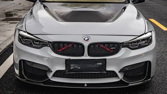 BMW M3 M3C M3CS F80 F81 2014 2015 2016 2017 2018 & M4 M4C M4CS M4CSL F82 F83 2014 2015 2016 2017 2018 2019 2020 with Aftermarket Parts - MP Style Front Lip Pre-preg Carbon Fiber / FRP from Aero Republic