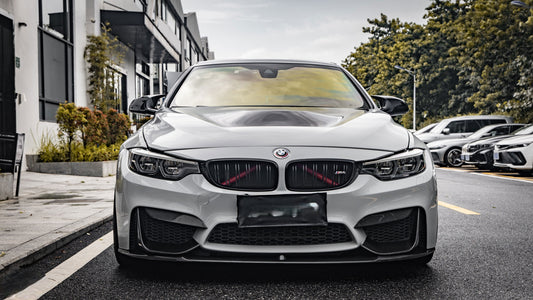 BMW M3 M3C M3CS F80 F81 2014 2015 2016 2017 2018 & M4 M4C M4CS M4CSL F82 F83 2014 2015 2016 2017 2018 2019 2020 with Aftermarket Parts - MP Style Front Lip Pre-preg Carbon Fiber / FRP from Aero Republic