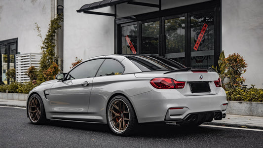 BMW M3 M3C M3CS F80 F81 2014 2015 2016 2017 2018 & M4 M4C M4CS M4CSL F82 F83 2014 2015 2016 2017 2018 2019 2020 with Aftermarket Parts - V Style Rear Diffuser Pre-preg Carbon Fiber / FRP from Aero Republic