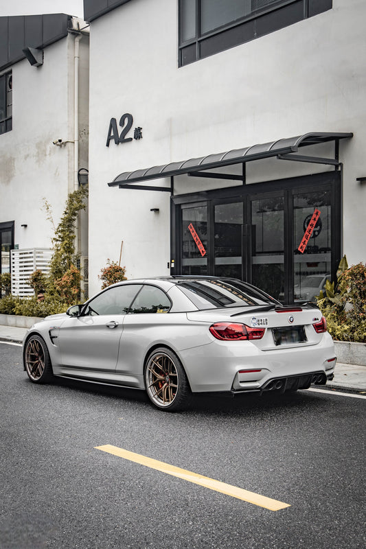 BMW M3 M3C M3CS F80 F81 2014 2015 2016 2017 2018 & M4 M4C M4CS M4CSL F82 F83 2014 2015 2016 2017 2018 2019 2020 with Aftermarket Parts - V Style Rear Diffuser Pre-preg Carbon Fiber / FRP from Aero Republic