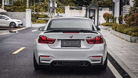 BMW M3 M3C M3CS F80 F81 2014 2015 2016 2017 2018 & M4 M4C M4CS M4CSL F82 F83 2014 2015 2016 2017 2018 2019 2020 with Aftermarket Parts - V Style Rear Diffuser Pre-preg Carbon Fiber / FRP from Aero Republic