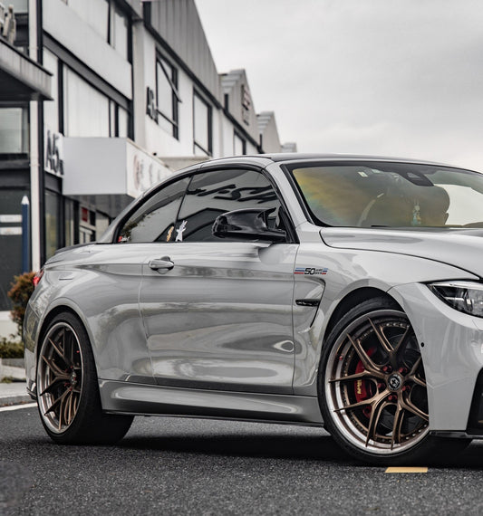 BMW M3 M3C M3CS F80 F81 2014 2015 2016 2017 2018 & M4 M4C M4CS M4CSL F82 F83 2014 2015 2016 2017 2018 2019 2020 with Aftermarket Parts - MP Style Side Skirts Pre-preg Carbon Fiber / FRP from Aero Republic