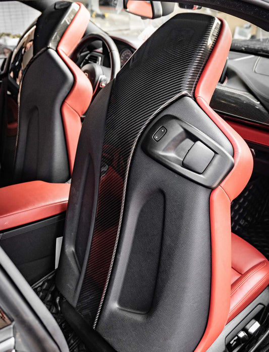 BMW M3 M3C M3CS F80 F81 2014 2015 2016 2017 2018 & M4 M4C M4CS M4CSL F82 F83 2014 2015 2016 2017 2018 2019 2020 with Aftermarket Parts - OE Style Seat-back Cover Carbon Fiber / FRP from Aero Republic
