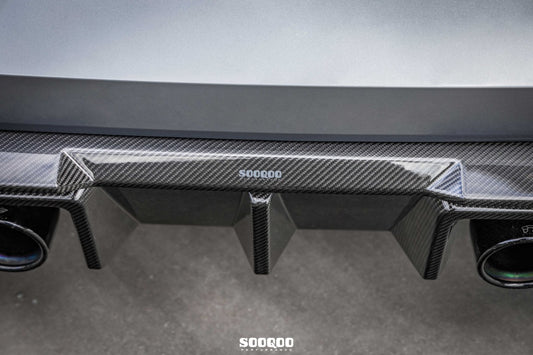 BMW M3CS M3C M3 G80 G81 & M4CS M4C M4 G82 G83 2021-ON with Aftermarket Parts - B Style (Without Light) Rear Diffuser & Rear Canards Pre-preg Carbon Fiber from Aero Republic