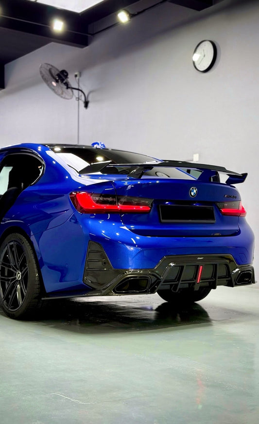 BMW M3 M3C M3CS G80 2021-ON & 3 Series M340i 330i (Fits Both Pre-LCI & LCI) G20 2019-ON with Aftermarket Parts - MP Style Rear Wing & Under Trunk Support Brace Carbon Fiber/FRP/PP from Aero Republic