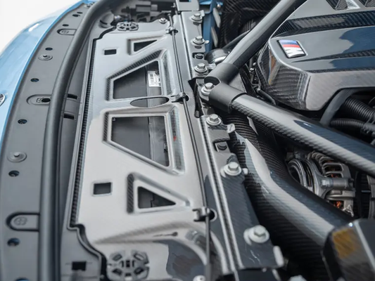 BMW M3 M3C G80 & M4 M4C G82 G83 2021-ON with Aftermarket Parts - Front Upper Radiator Cooling Plate Dry Pre-preg Carbon Fiber from Aero Republic