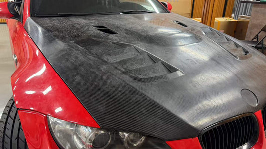 BMW M3 E92 E93 2007 2008 2009 2010 2011 2012 2013 & 328i 335i 335is E92 E93 2007 2008 2009 2010 2011 2012 2013 with Aftermarket Parts - V1 Vented Hood Bonnet Dry Pre-preg Carbon from Aero Republic