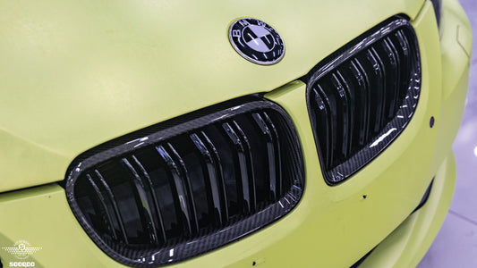 BMW M3 E92 E93 LCI 2009 2010 2011 2012 with Aftermarket Parts - Dual Slat Front Kidney Grill Pre-preg Carbon Fiber from Aero Republic