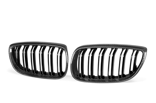 BMW M3 E92 E93 Pre-LCI 2006 2007 2008 with Aftermarket Parts - Dual Slat Front Kidney Grill Pre-preg Carbon Fiber from Aero Republic