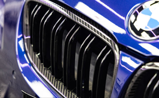 BMW M3 E92 E93 Pre-LCI 2006 2007 2008 with Aftermarket Parts - Dual Slat Front Kidney Grill Pre-preg Carbon Fiber from Aero Republic