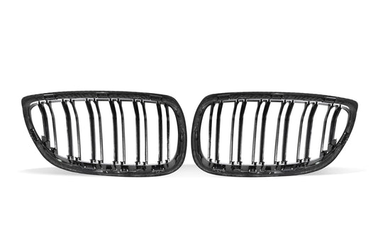 BMW M3 E92 E93 Pre-LCI 2006 2007 2008 with Aftermarket Parts - Dual Slat Front Kidney Grill Pre-preg Carbon Fiber from Aero Republic