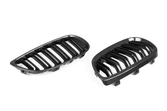 BMW M3 E92 E93 Pre-LCI 2006 2007 2008 with Aftermarket Parts - Dual Slat Front Kidney Grill Pre-preg Carbon Fiber from Aero Republic