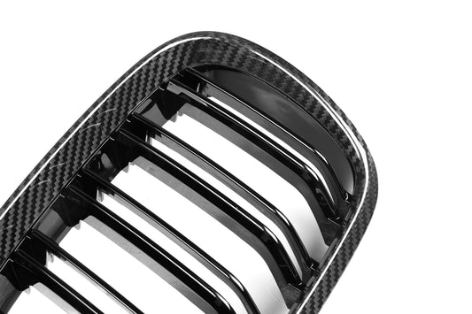 BMW M3 E92 E93 Pre-LCI 2006 2007 2008 with Aftermarket Parts - Dual Slat Front Kidney Grill Pre-preg Carbon Fiber from Aero Republic