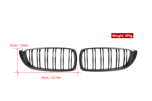 BMW M3 F80 2014 2015 2016 2017 2018 & M4 F82 F83 2014 2015 2016 2017 2018 2019 2020 with Aftermarket Parts - Dual Slat Front Kidney Grill Pre-preg Carbon Fiber from Aero Republic