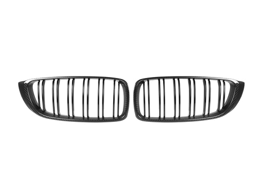 BMW M3 F80 2014 2015 2016 2017 2018 & M4 F82 F83 2014 2015 2016 2017 2018 2019 2020 with Aftermarket Parts - Dual Slat Front Kidney Grill Pre-preg Carbon Fiber from Aero Republic