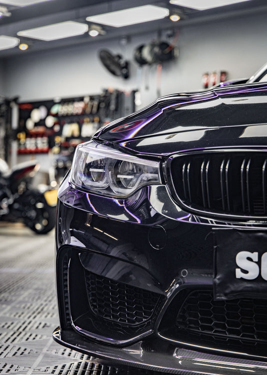 BMW M3 M3C M3CS F80 F81 2014 2015 2016 2017 2018 & M4 M4C M4CS M4CSL F82 F83 2014 2015 2016 2017 2018 2019 2020 with Aftermarket Parts - GT4 Style Front Lip Carbon Fiber from Aero Republic