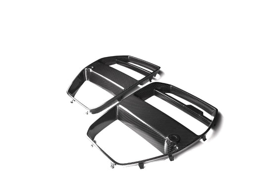 BMW M3 M3C M3CS G80 G81 2021 2022 2023 2024 & M4 M4C M4CS G82 G83 2021 2022 2023 2024 with Aftermarket Parts - V Style Front Kidney Grill Pre-preg Carbon Fiber from Aero Republic